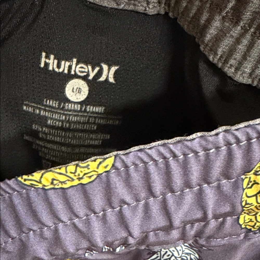 Hurley Navy Swim Shorts with Yellow Pineapple Print - Picture 2 of 3